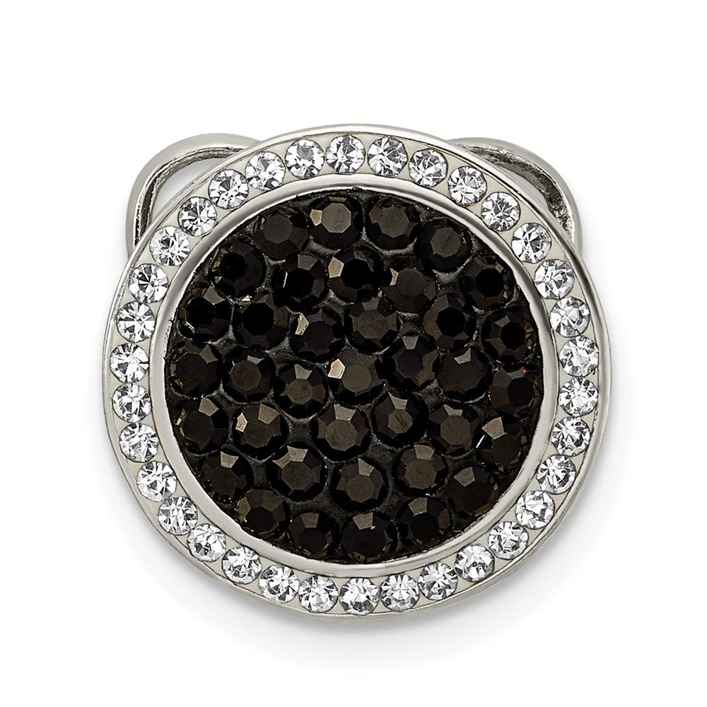 Sterling Silver Black and White Crystal Circle Chain Slide