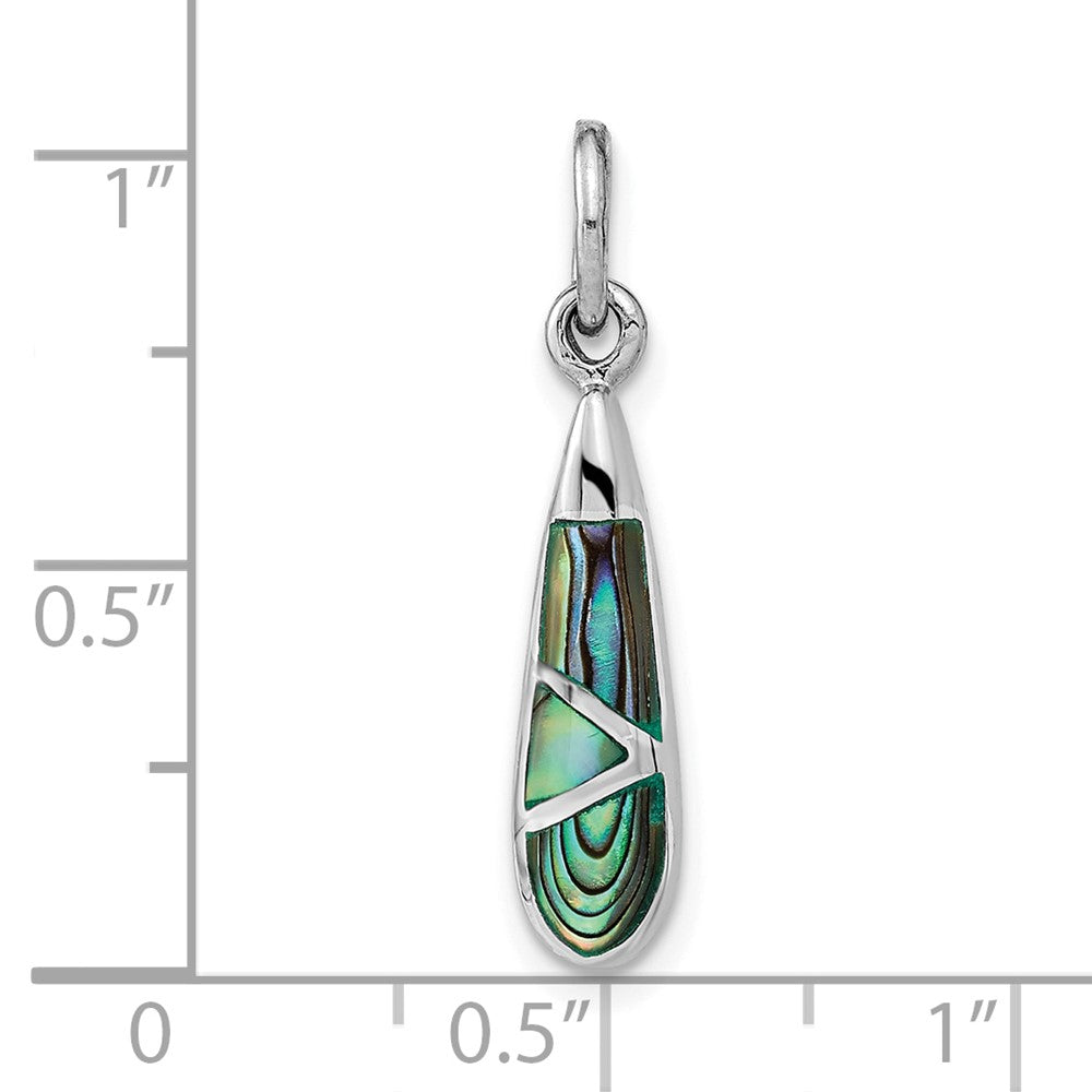 Sterling Silver Rhodium-plated Abalone Teardrop Pendant