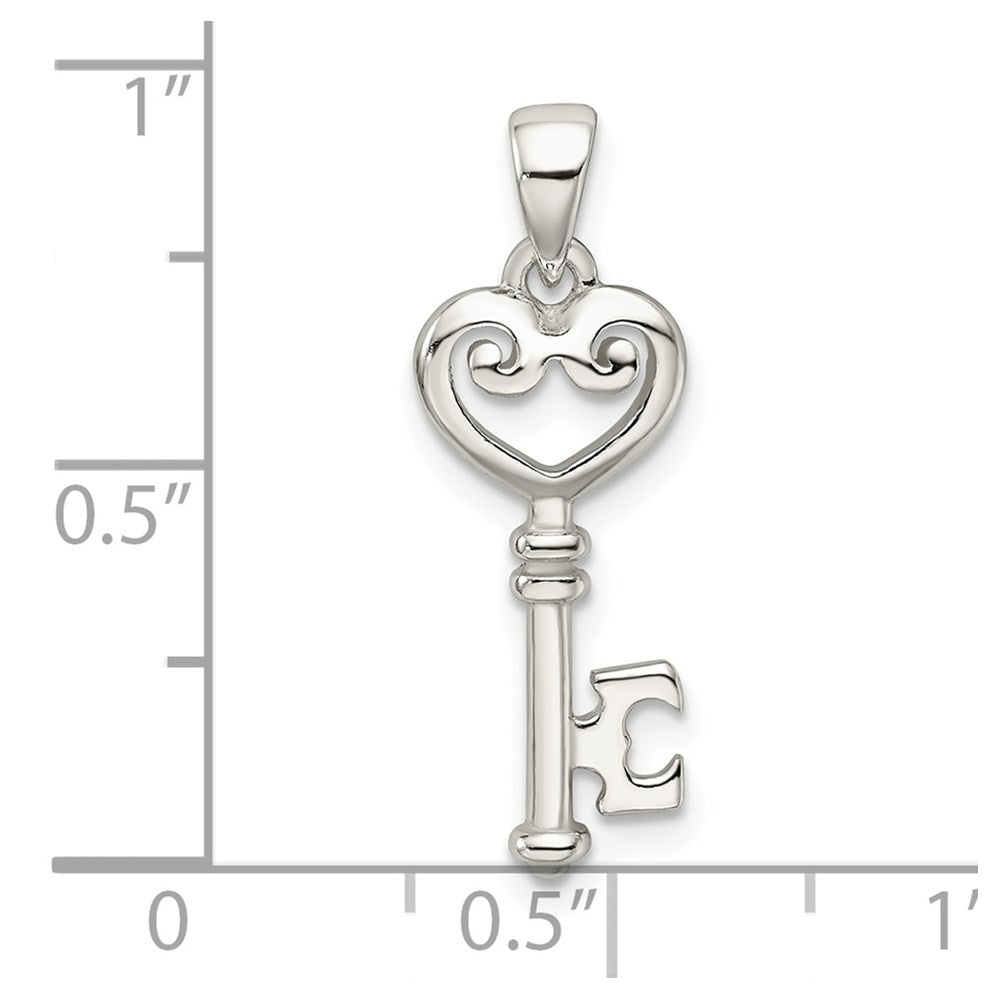 Sterling Silver Polished Small Heart Key Pendant