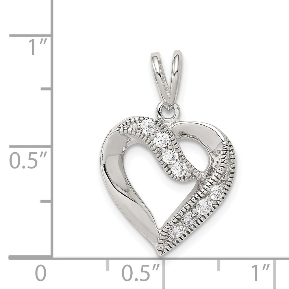 Sterling Silver CZ Heart Pendant