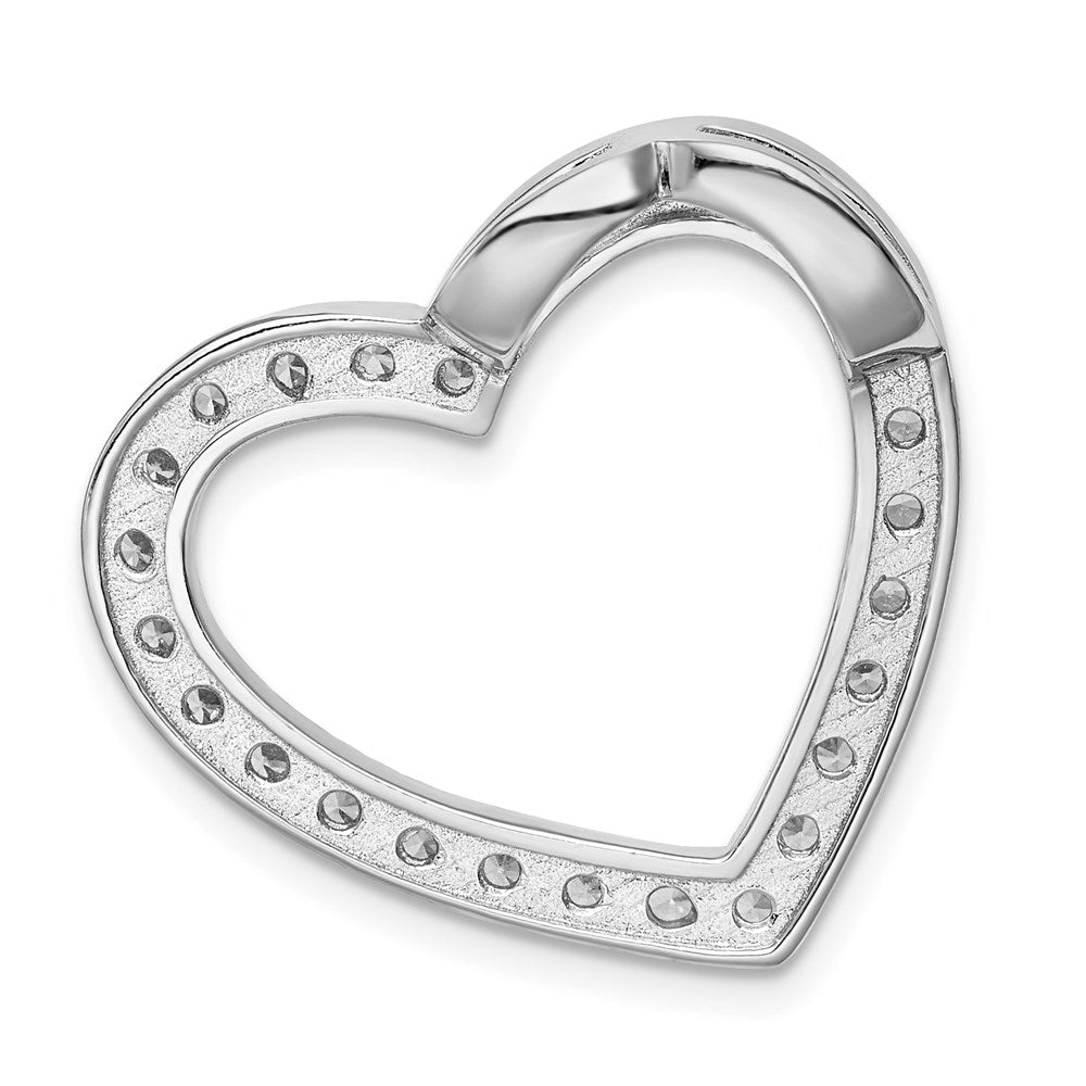 Sterling Silver Rhodium-plated CZ Heart Slide Pendant