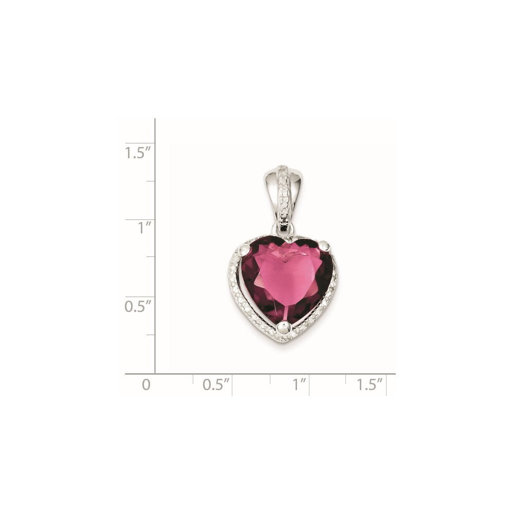 Sterling Silver Heart Red CZ Pendant