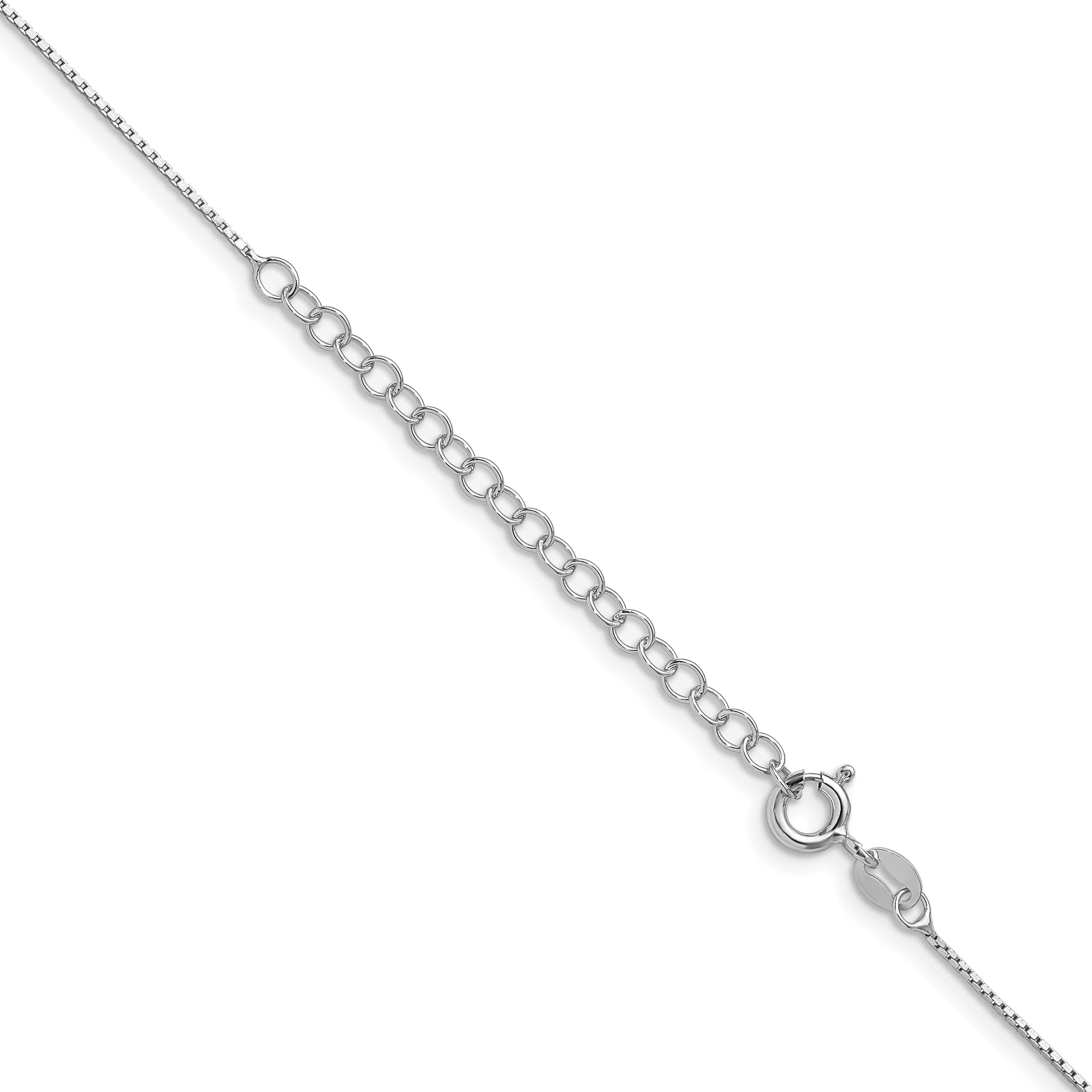 Sterling Silver Rhodium-plated .6mm Mirror Box Chain w/2in ext.