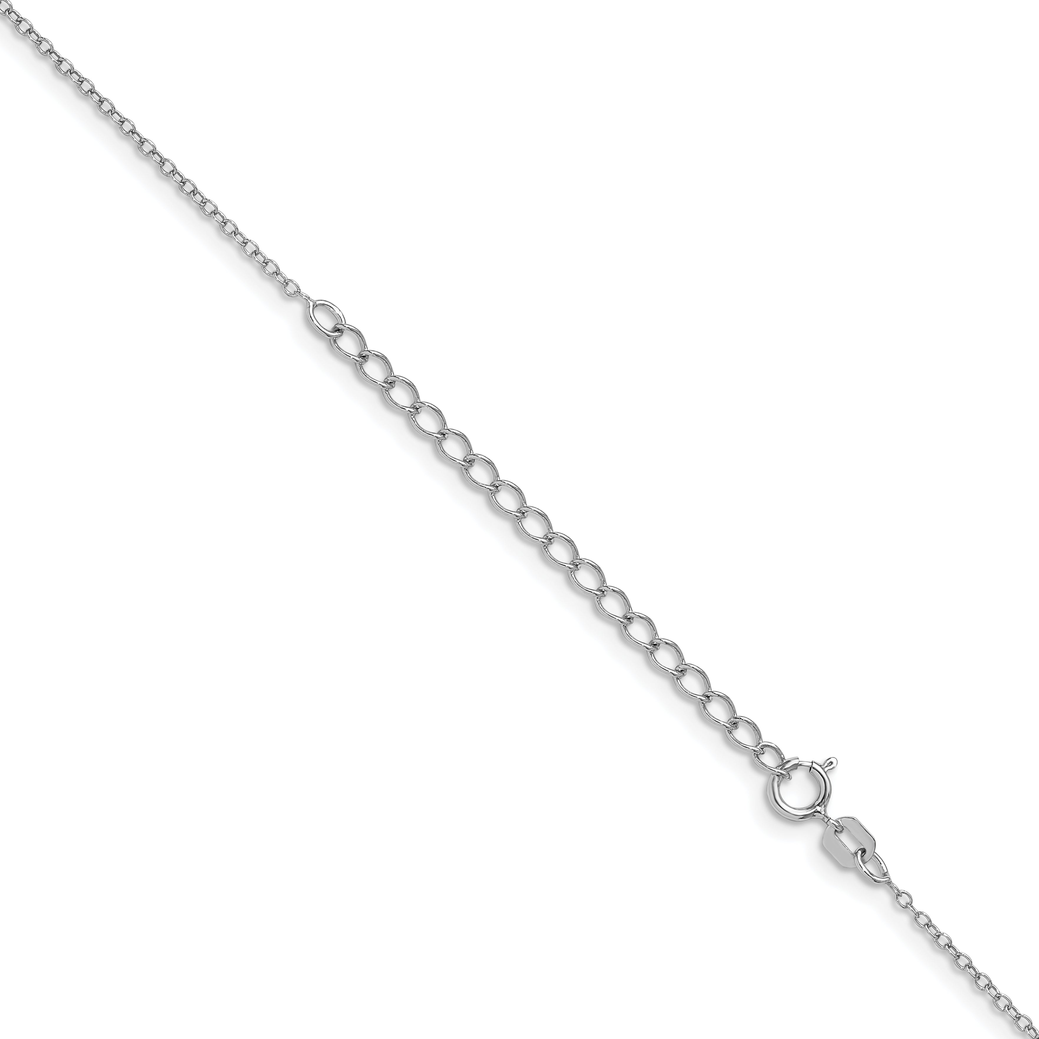 Sterling Silver Rhodium-plated 1.1mm Forzantine Cable Chain w/2in ext.