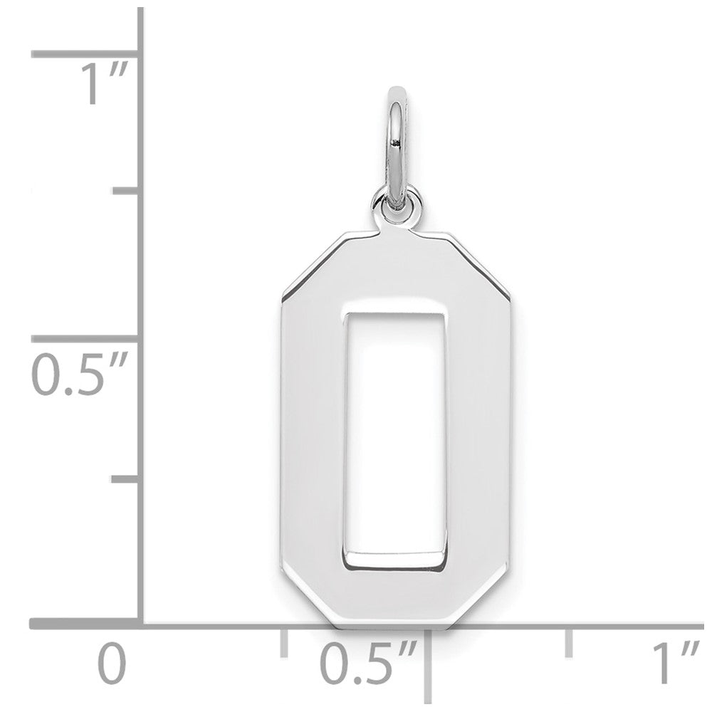 Sterling Silver/Rhodium-plated Polished Number 0 Charm