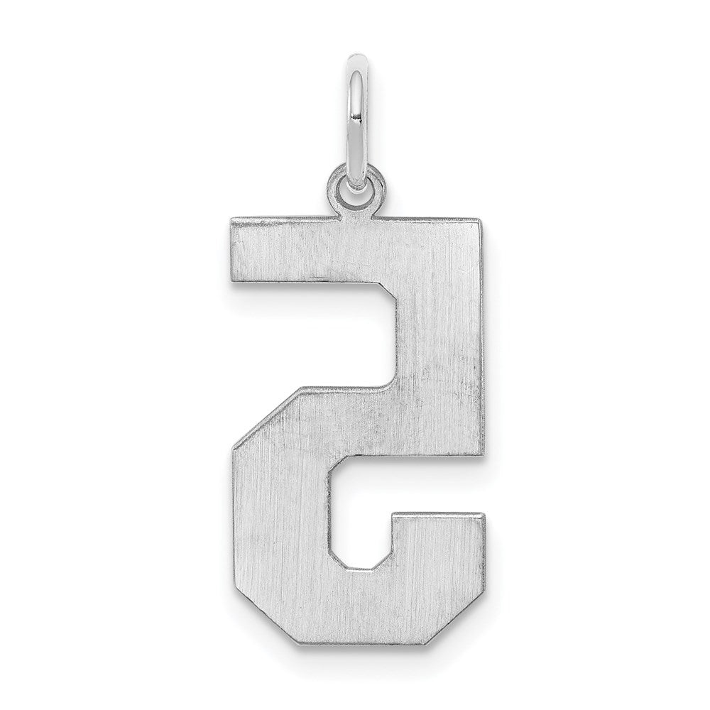 Sterling Silver/Rhodium-plated Polished Number 5 Charm