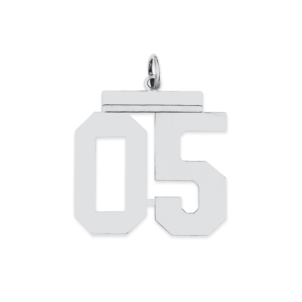 Sterling Silver Large Polished Number 5 W/Top