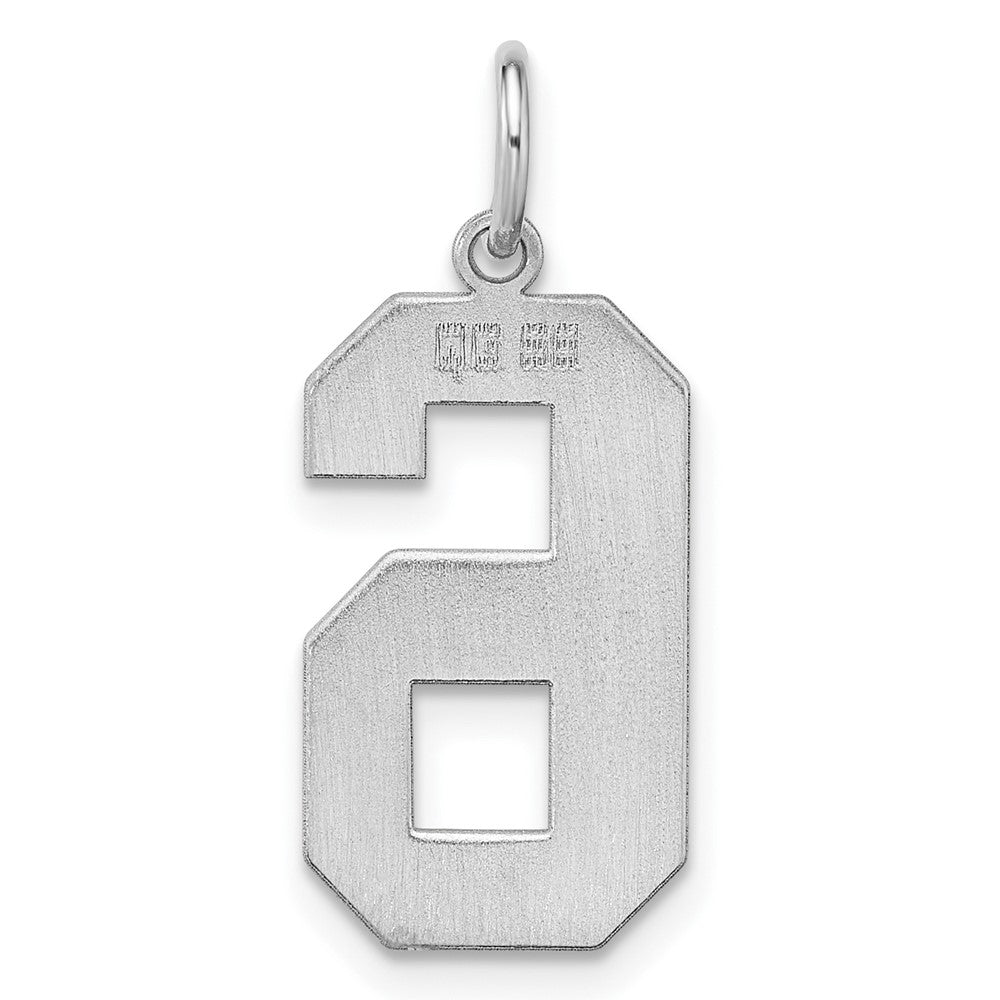 Sterling Silver/Rhodium-plated Polished Number 6 Charm