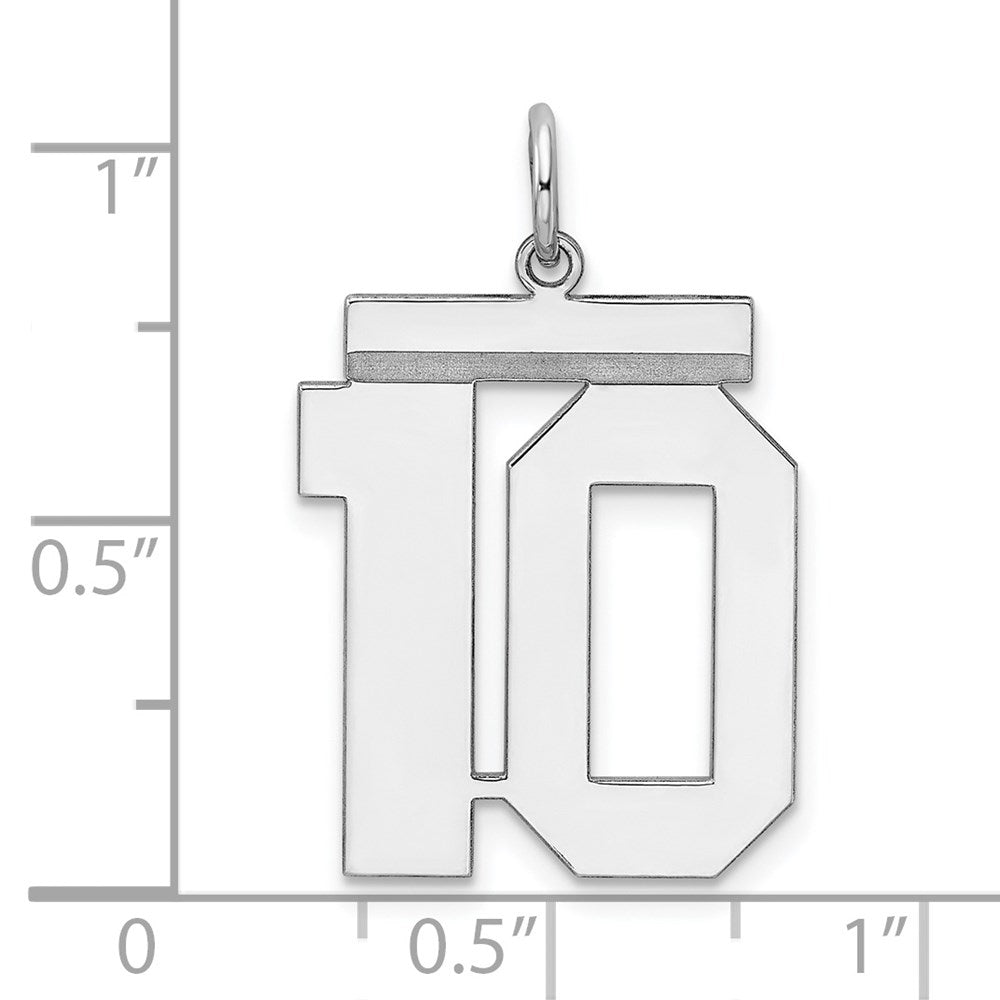 Sterling Silver/Rhodium-plated Polished Number 10 Charm