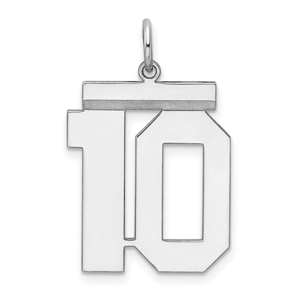 Sterling Silver/Rhodium-plated Polished Number 10 Charm