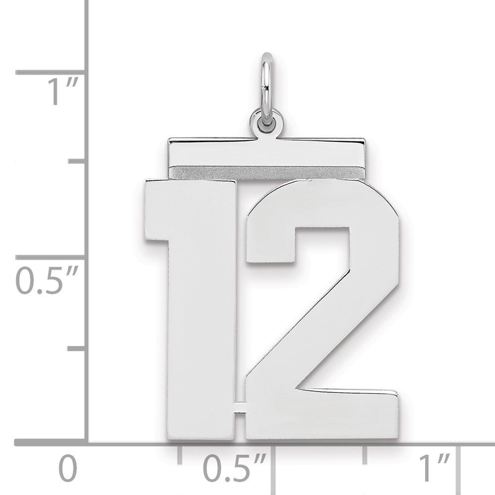 Sterling Silver/Rhodium-plated Polished Number 12 Charm