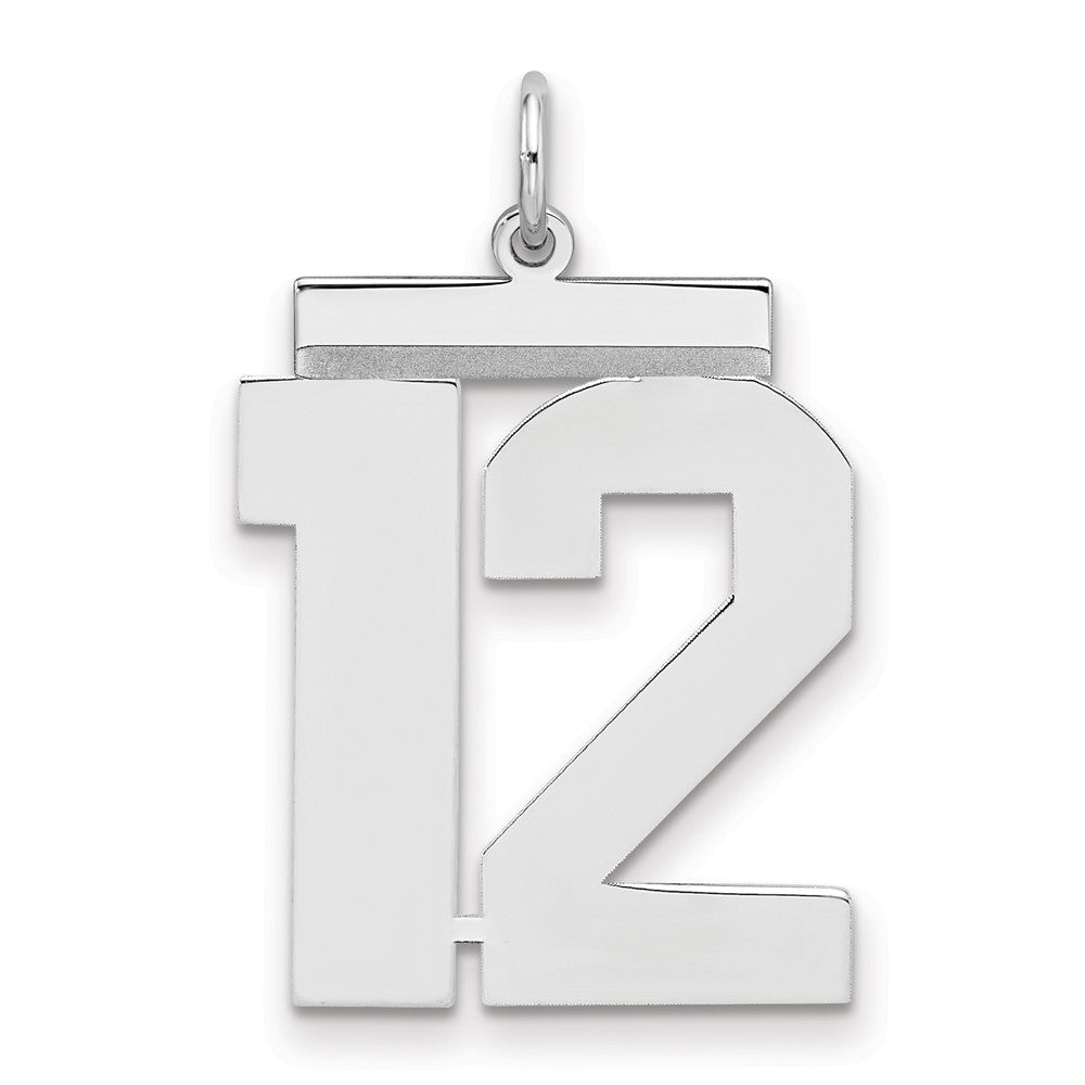 Sterling Silver/Rhodium-plated Polished Number 12 Charm