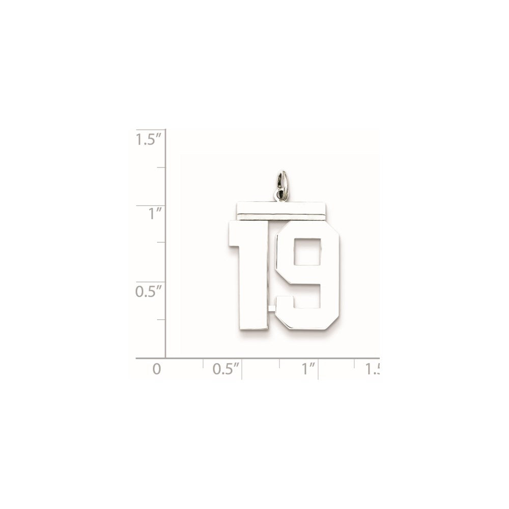 Sterling Silver/Rhodium-plated Polished Number 19 Charm