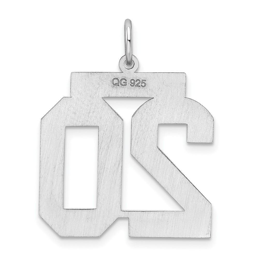 Sterling Silver/Rhodium-plated Polished Number 20 Charm