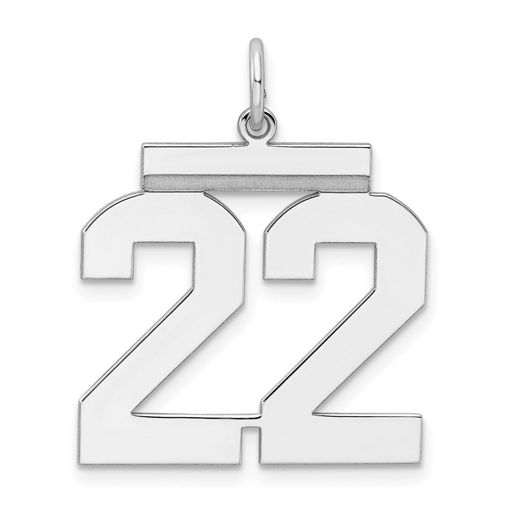 Sterling Silver/Rhodium-plated Polished Number 22 Charm