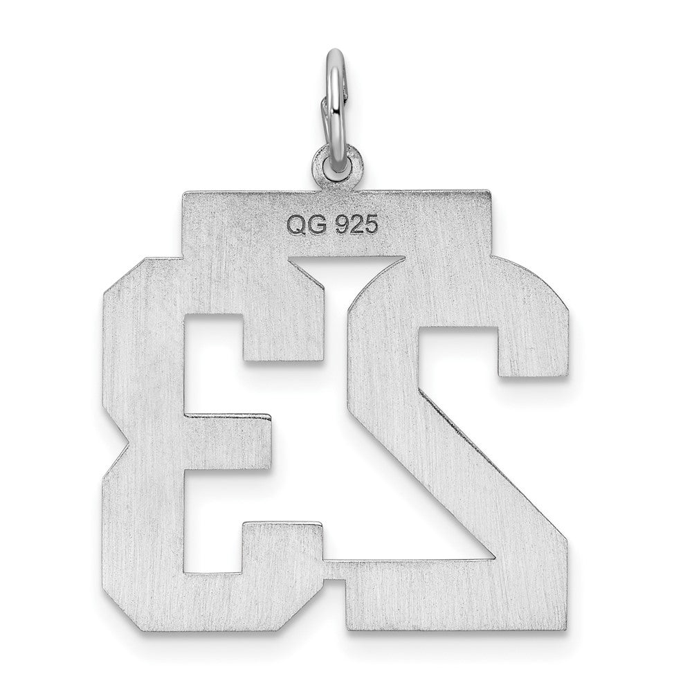 Sterling Silver/Rhodium-plated Polished Number 23 Charm