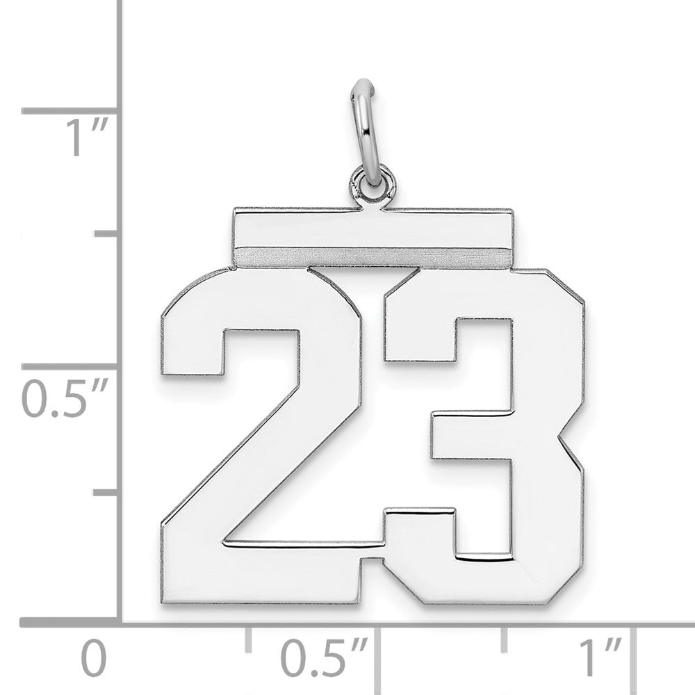 Sterling Silver/Rhodium-plated Polished Number 23 Charm