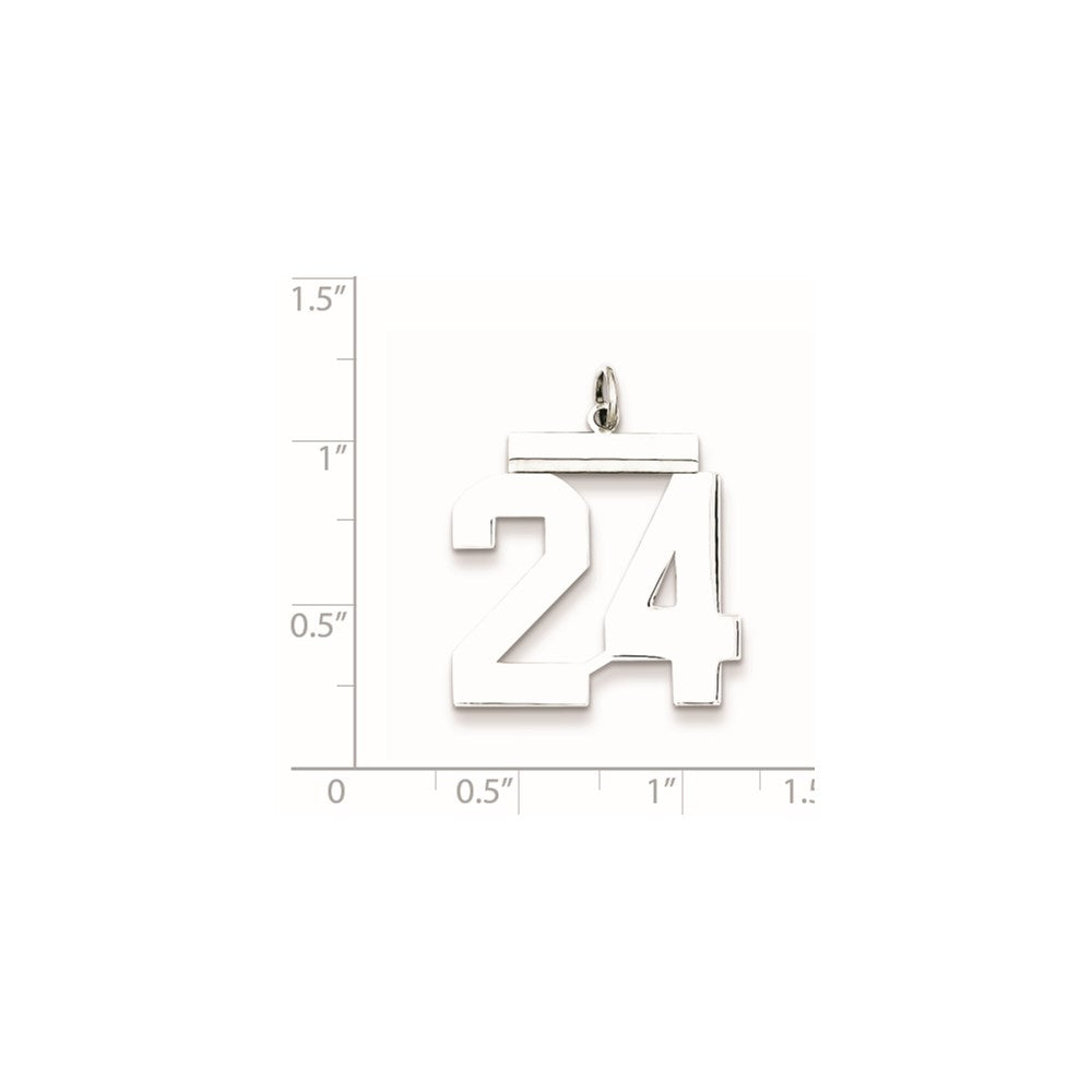 Sterling Silver/Rhodium-plated Polished Number 24 Charm