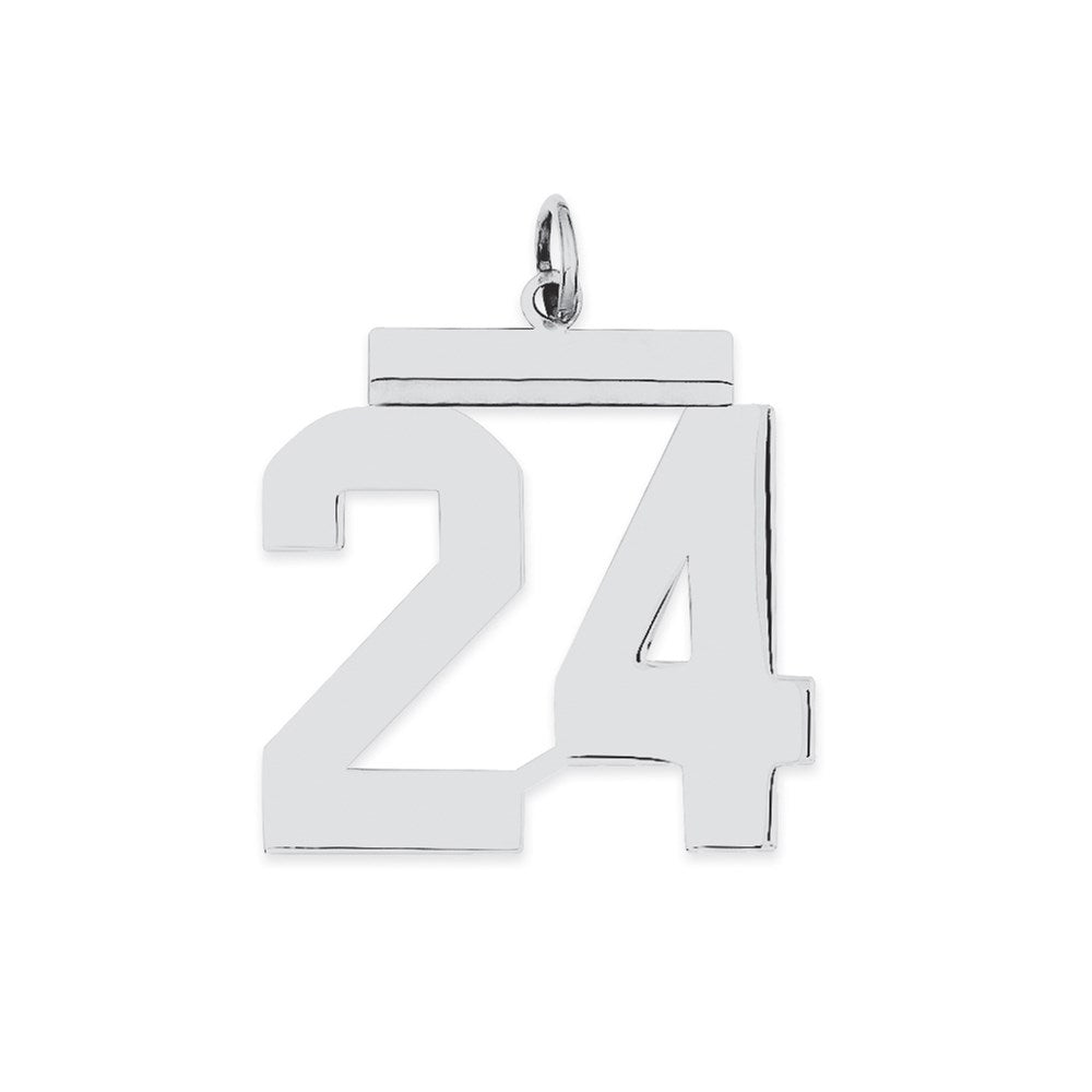 Sterling Silver/Rhodium-plated Polished Number 24 Charm
