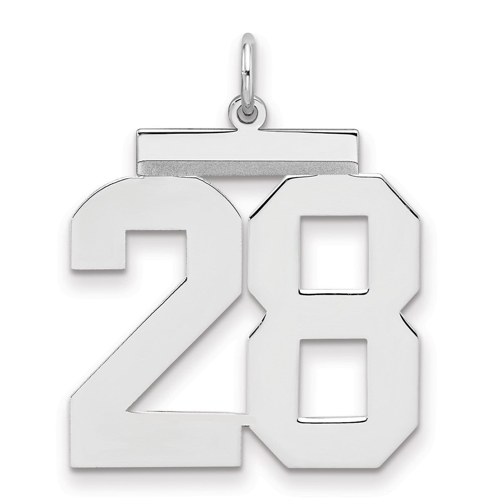 Sterling Silver/Rhodium-plated Polished Number 28 Charm