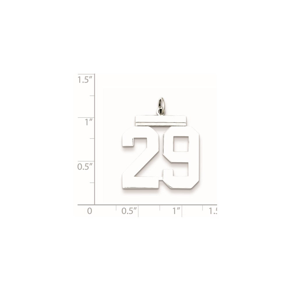 Sterling Silver/Rhodium-plated Polished Number 29 Charm