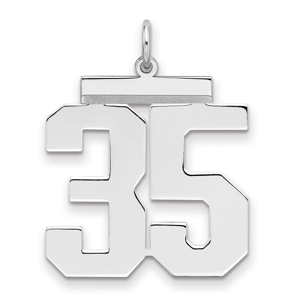Sterling Silver/Rhodium-plated Polished Number 35 Charm