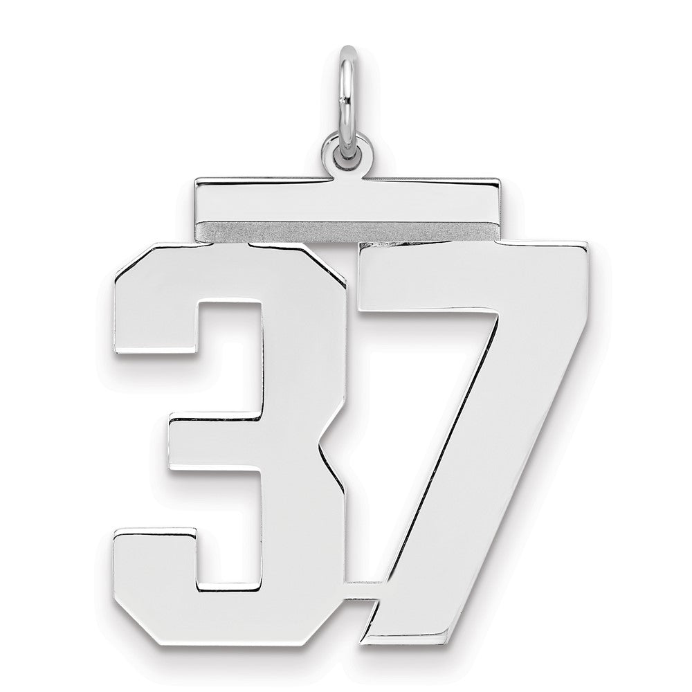 Sterling Silver/Rhodium-plated Polished Number 37 Charm