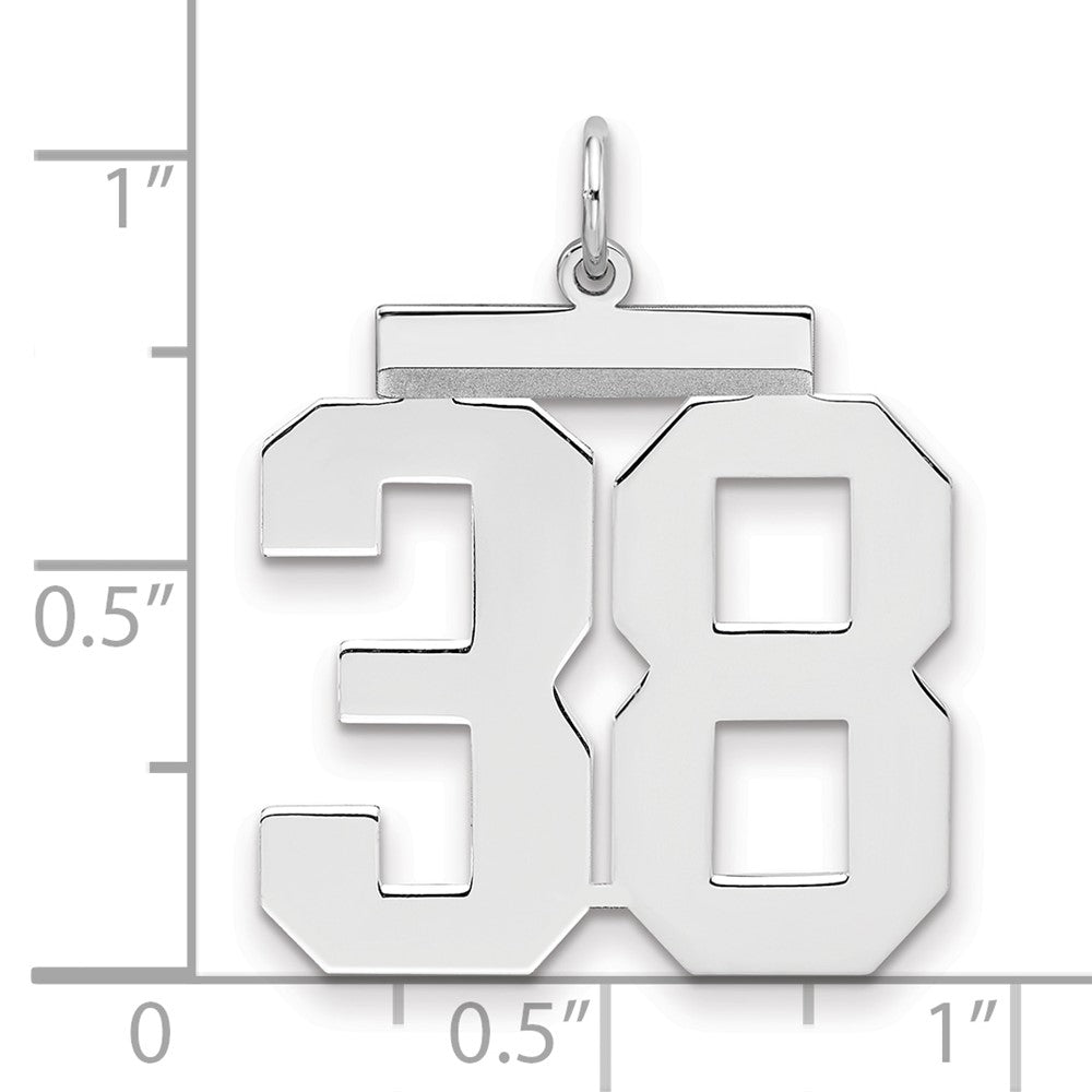 Sterling Silver/Rhodium-plated Polished Number 38 Charm