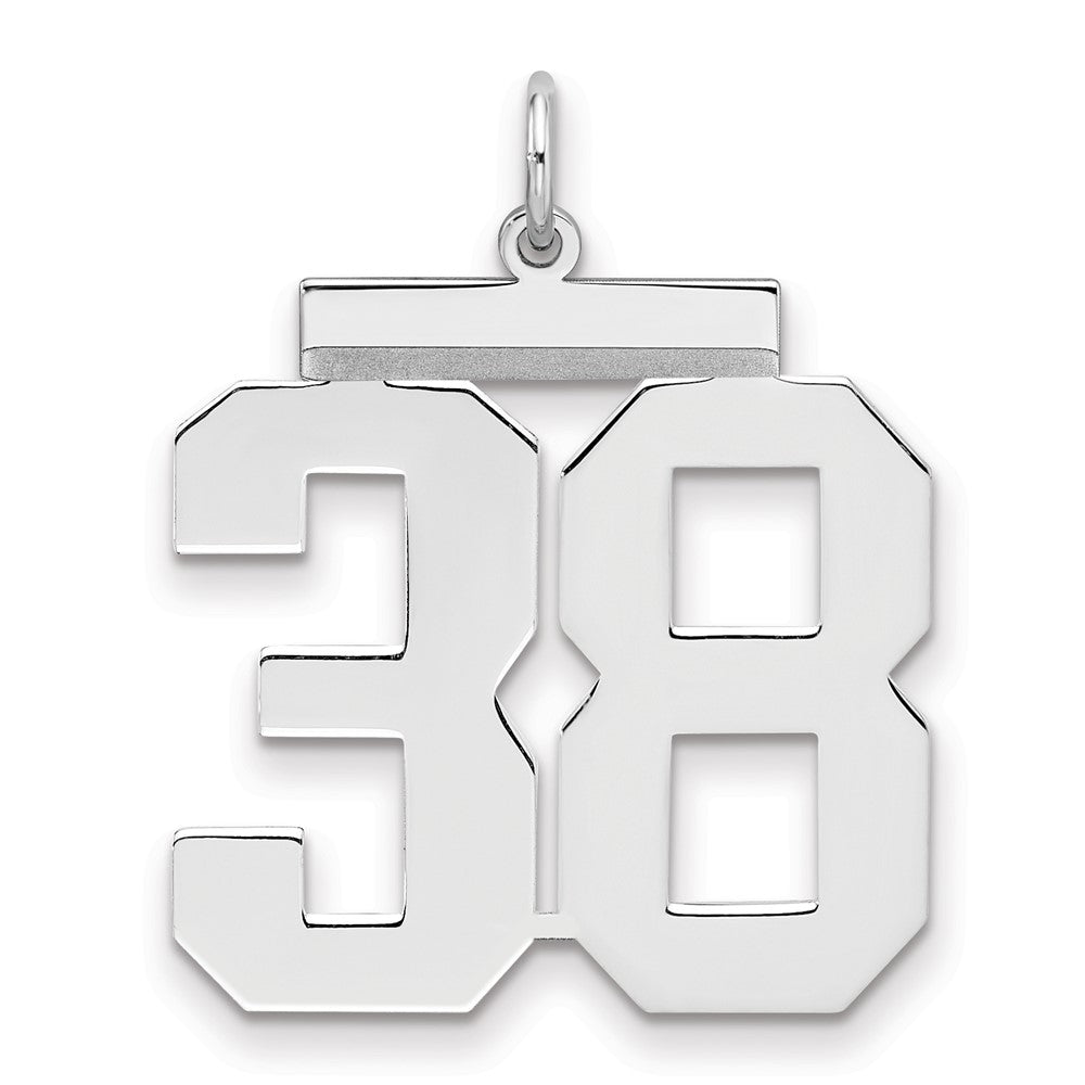 Sterling Silver/Rhodium-plated Polished Number 38 Charm