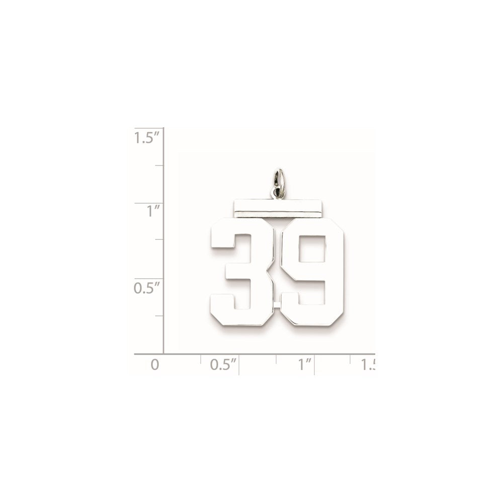 Sterling Silver/Rhodium-plated Polished Number 39 Charm