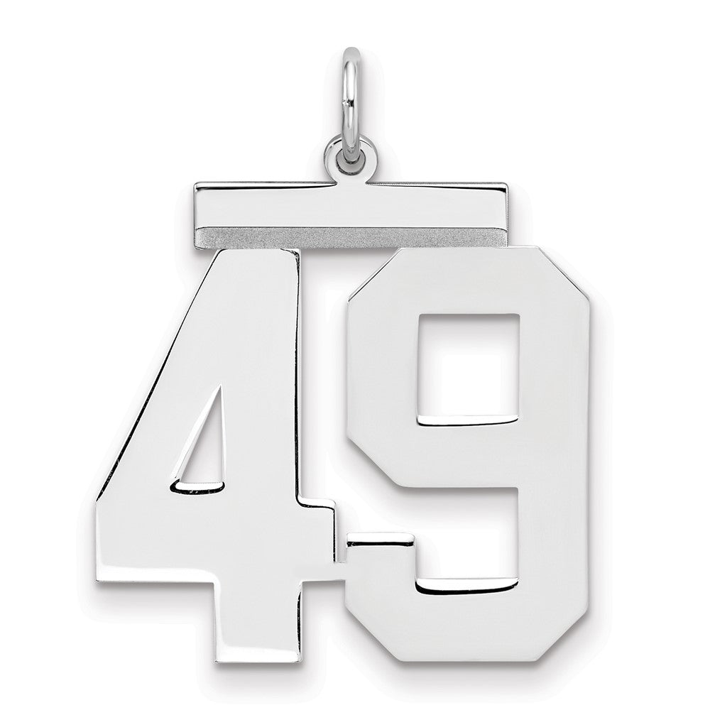 Sterling Silver/Rhodium-plated Polished Number 49 Charm