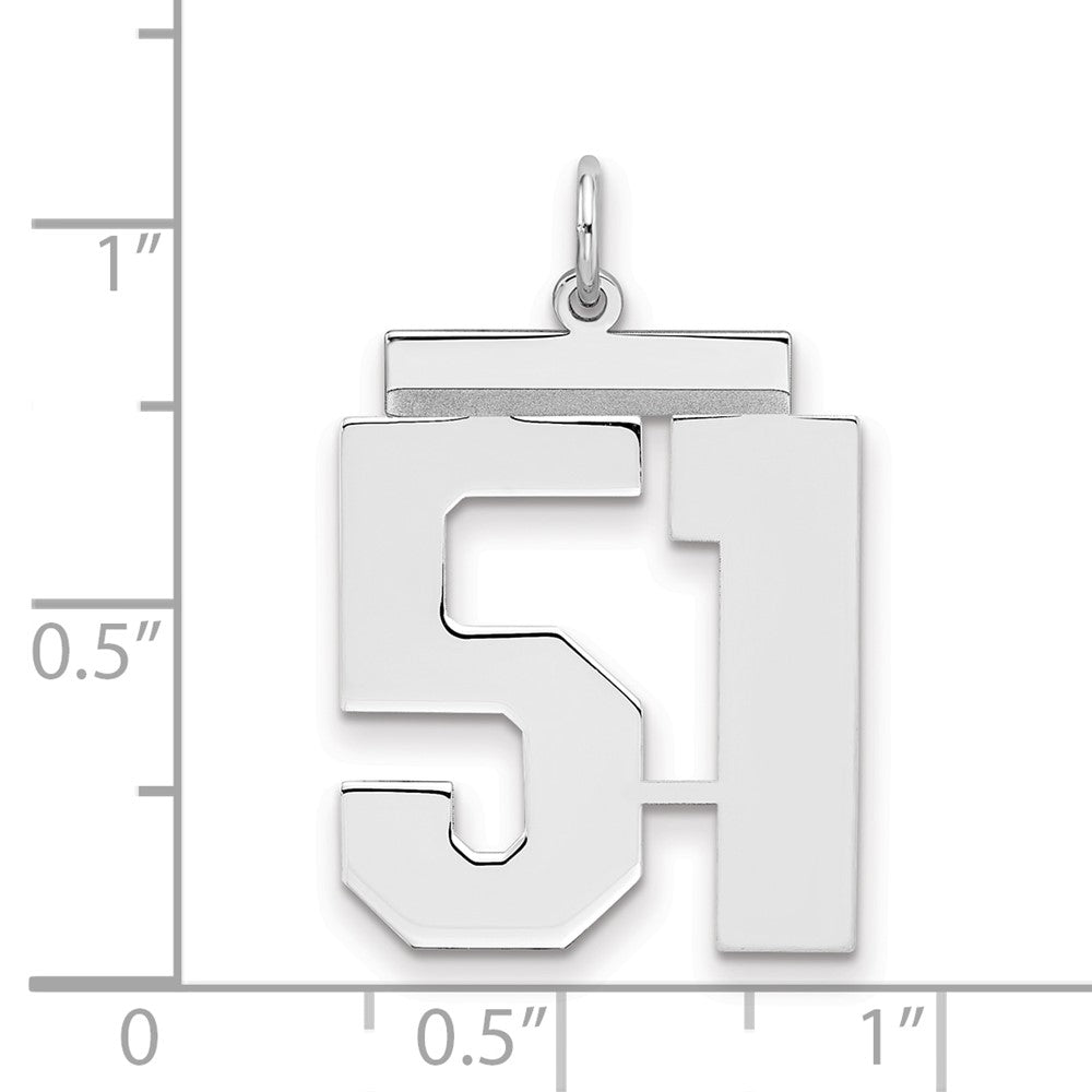 Sterling Silver/Rhodium-plated Polished Number 51 Charm