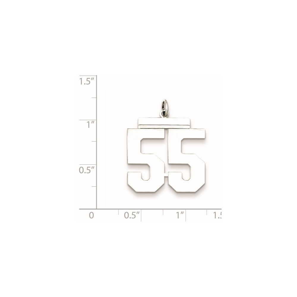 Sterling Silver/Rhodium-plated Polished Number 55 Charm