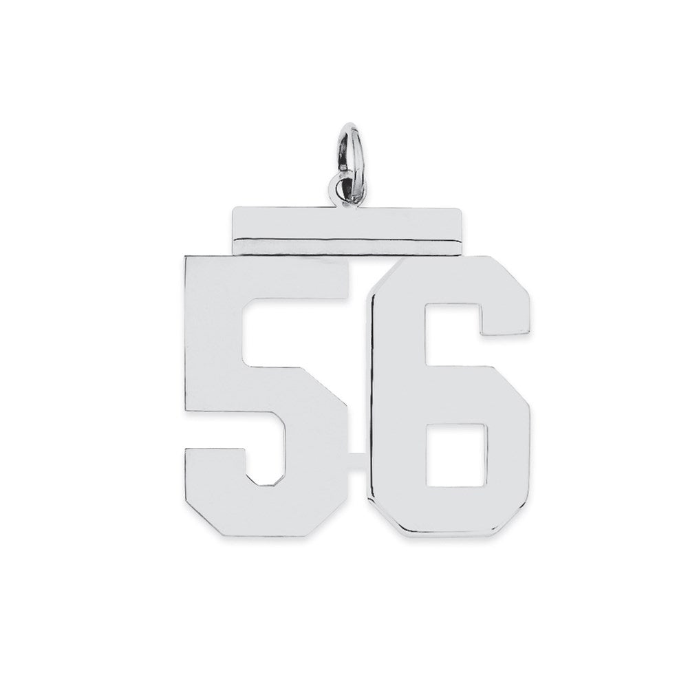 Sterling Silver/Rhodium-plated Polished Number 56 Charm