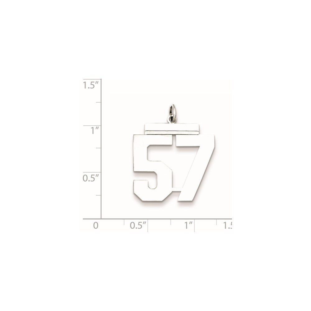 Sterling Silver/Rhodium-plated Polished Number 57 Charm