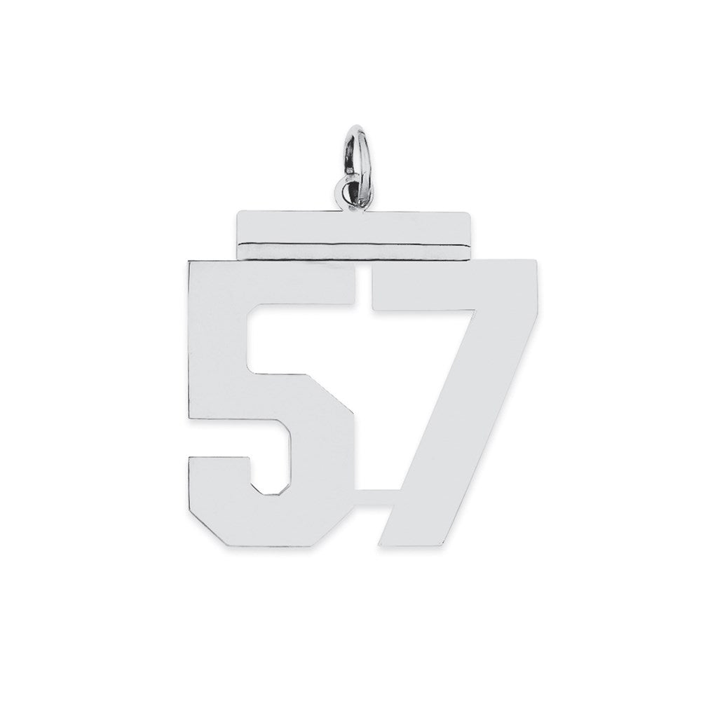 Sterling Silver/Rhodium-plated Polished Number 57 Charm