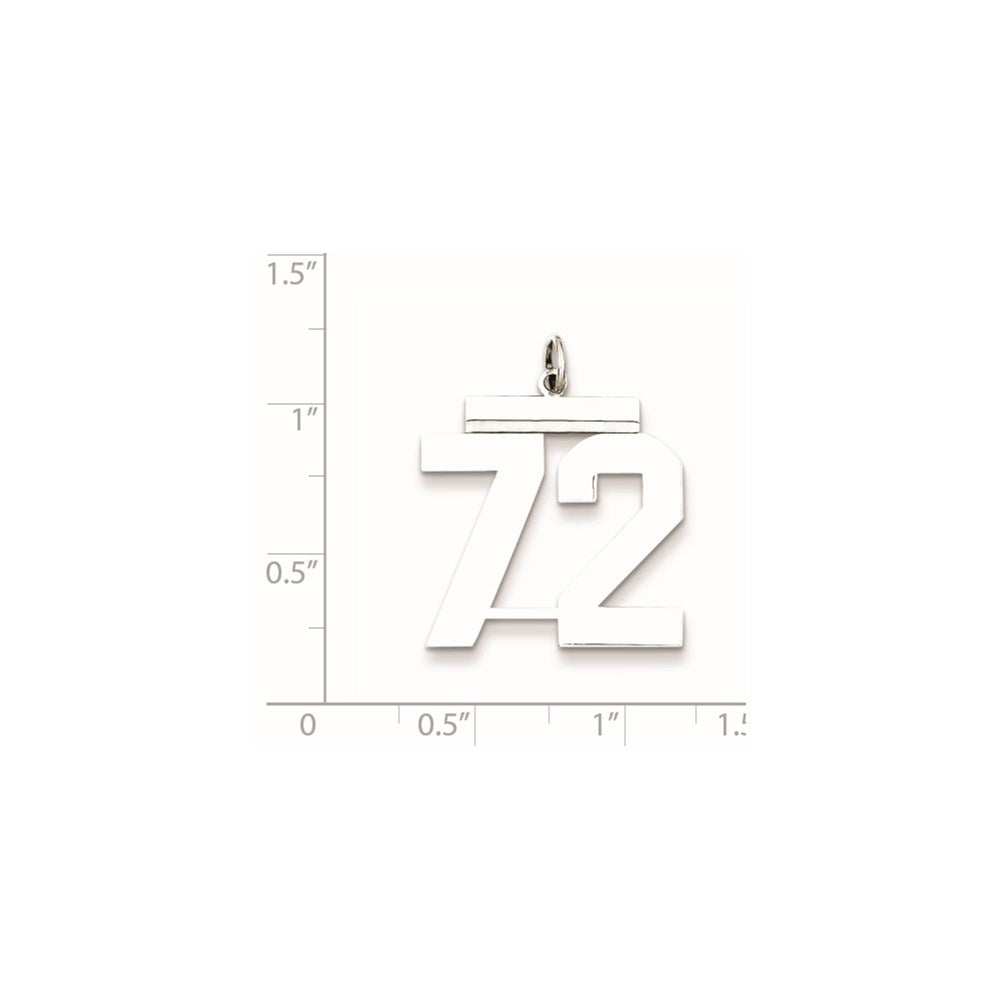 Sterling Silver/Rhodium-plated Polished Number 72 Charm