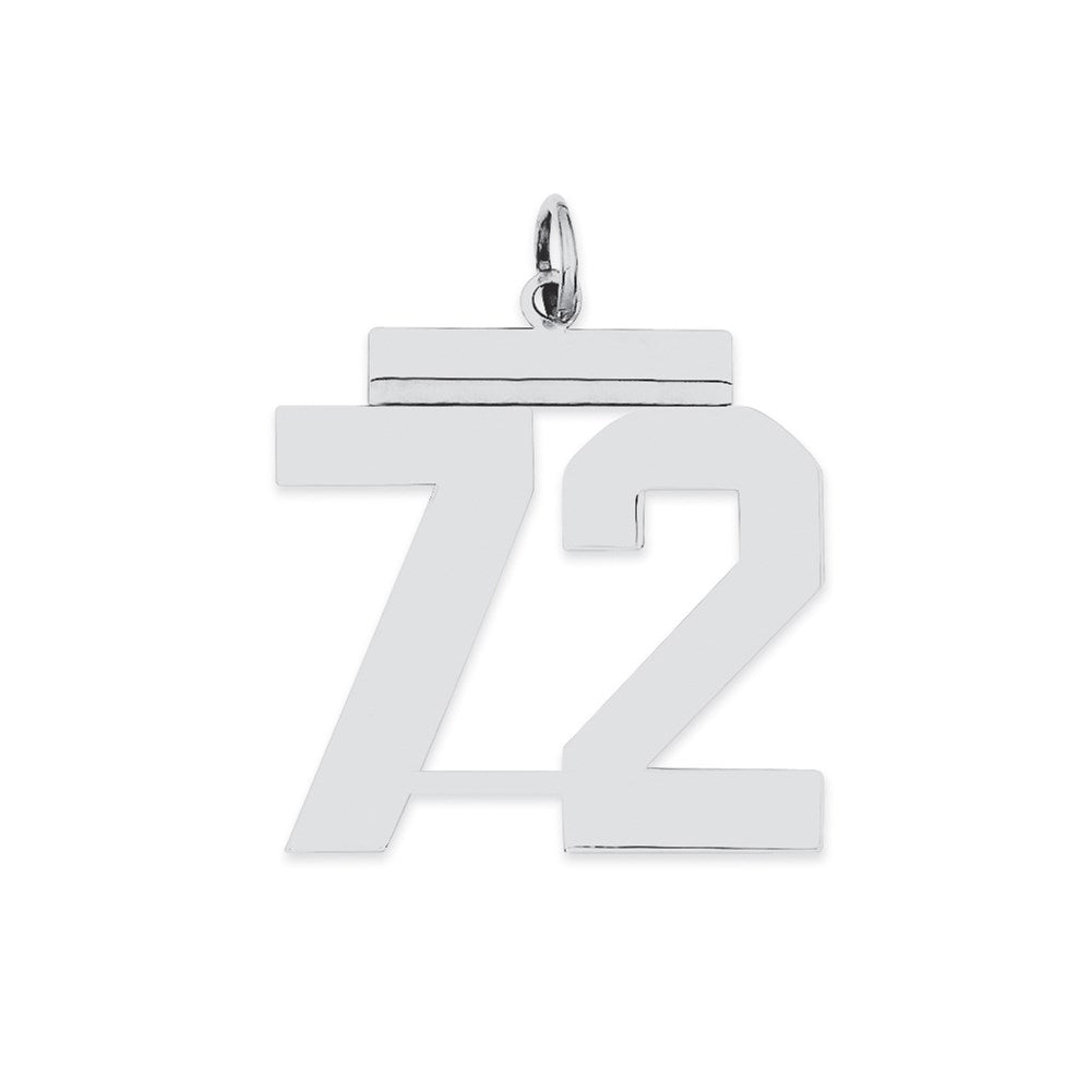 Sterling Silver/Rhodium-plated Polished Number 72 Charm
