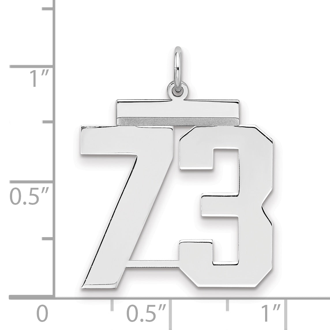 Sterling Silver/Rhodium-plated Polished Number 73 Charm