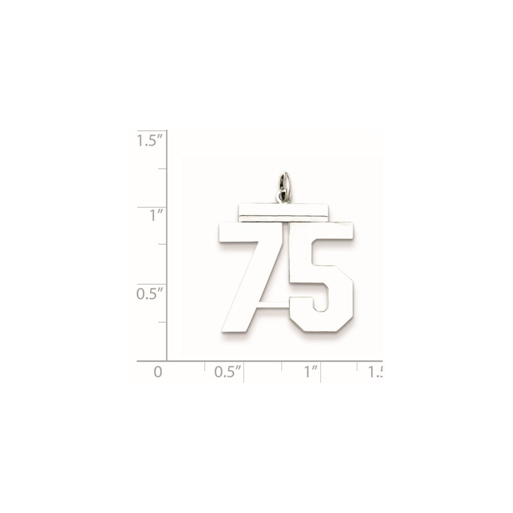 Sterling Silver/Rhodium-plated Polished Number 75 Charm
