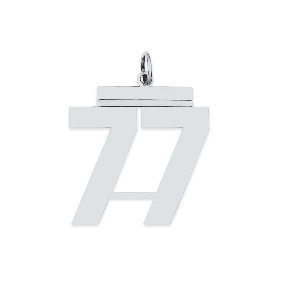 Sterling Silver/Rhodium-plated Polished Number 77 Charm