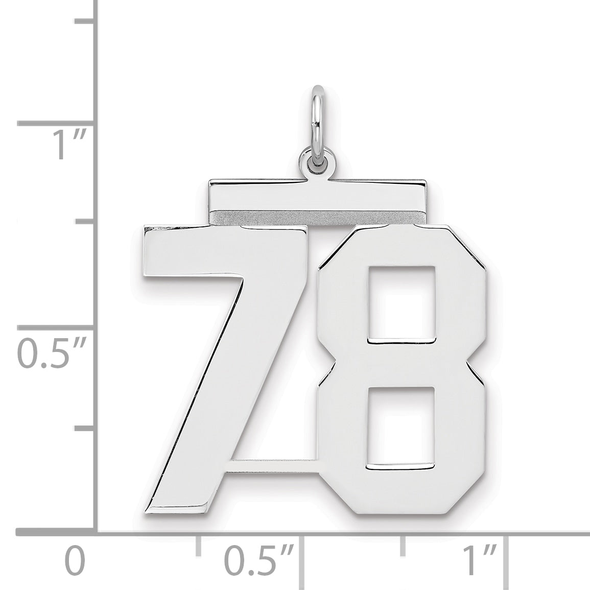 Sterling Silver/Rhodium-plated Polished Number 78 Charm