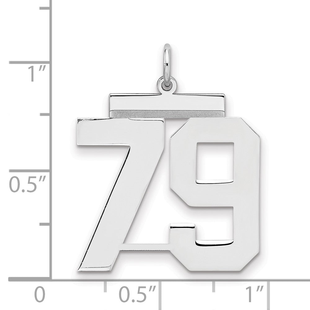 Sterling Silver/Rhodium-plated Polished Number 79 Charm