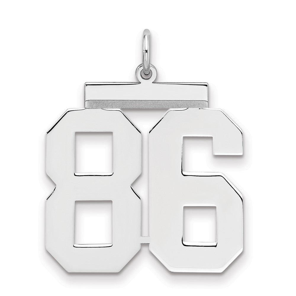 Sterling Silver/Rhodium-plated Polished Number 86 Charm