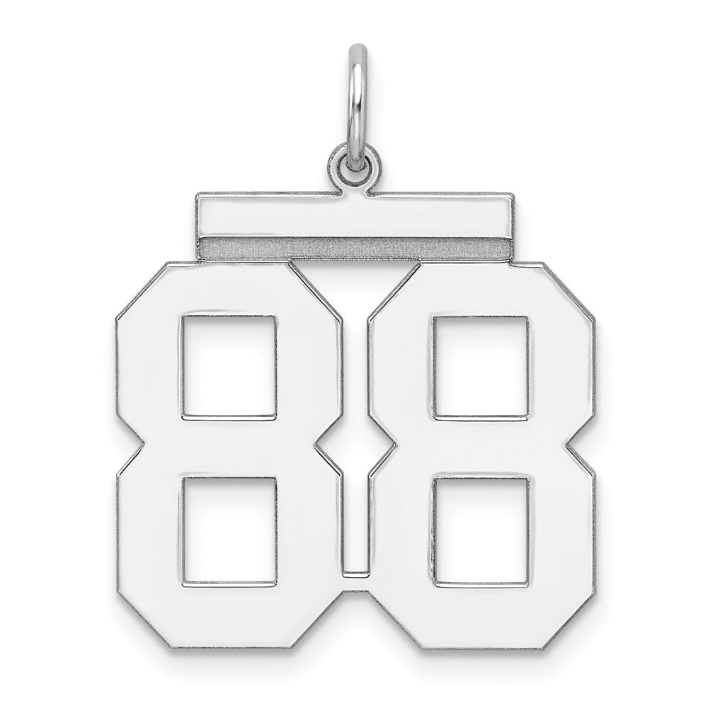 Sterling Silver/Rhodium-plated Polished Number 88 Charm