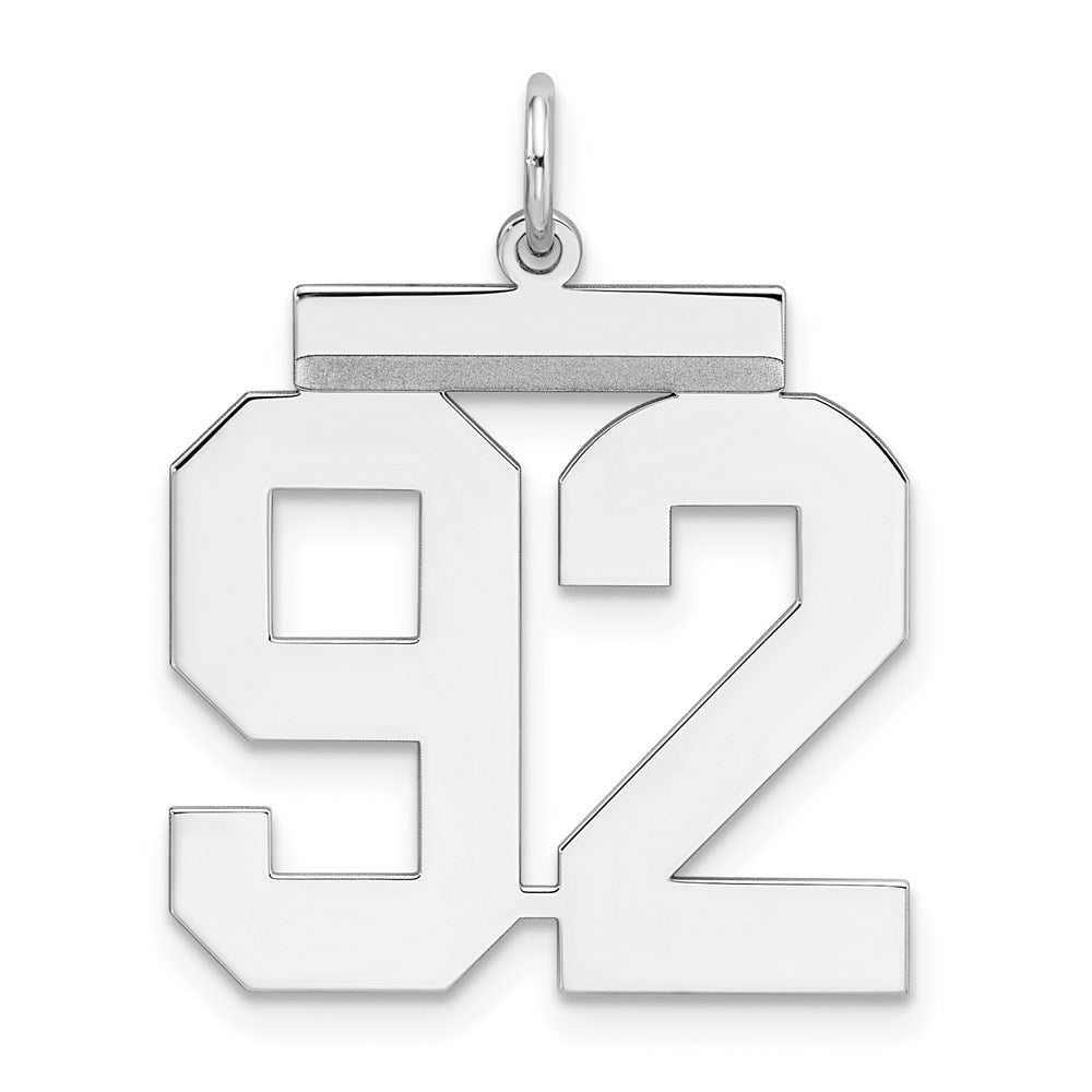 Sterling Silver/Rhodium-plated Polished Number 92 Charm
