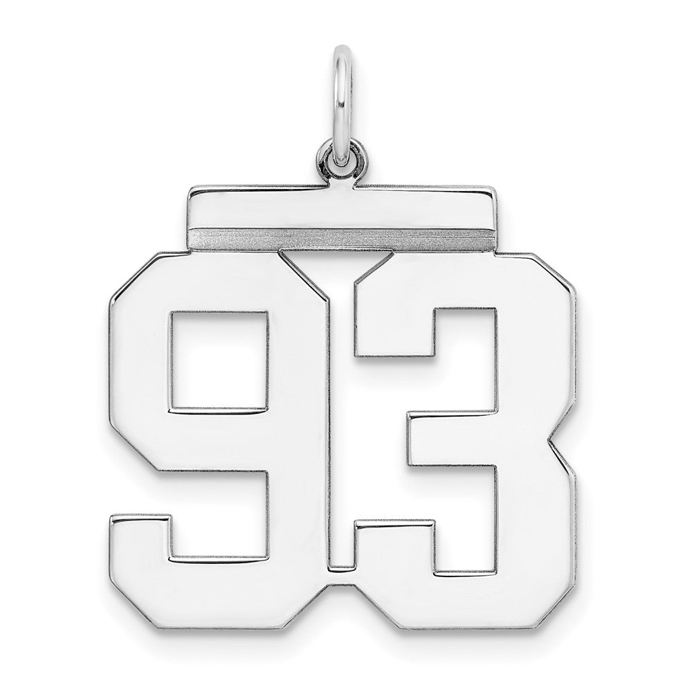 Sterling Silver/Rhodium-plated Polished Number 93 Charm
