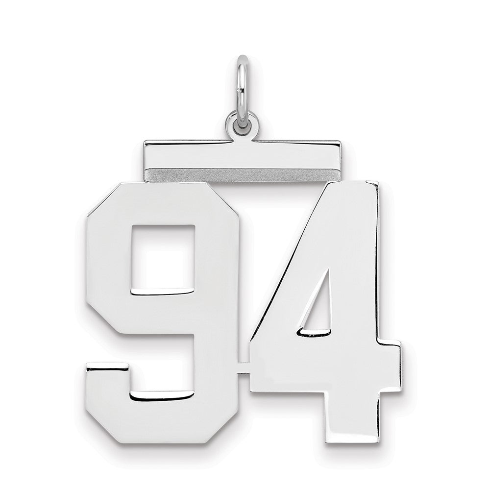 Sterling Silver/Rhodium-plated Polished Number 94 Charm