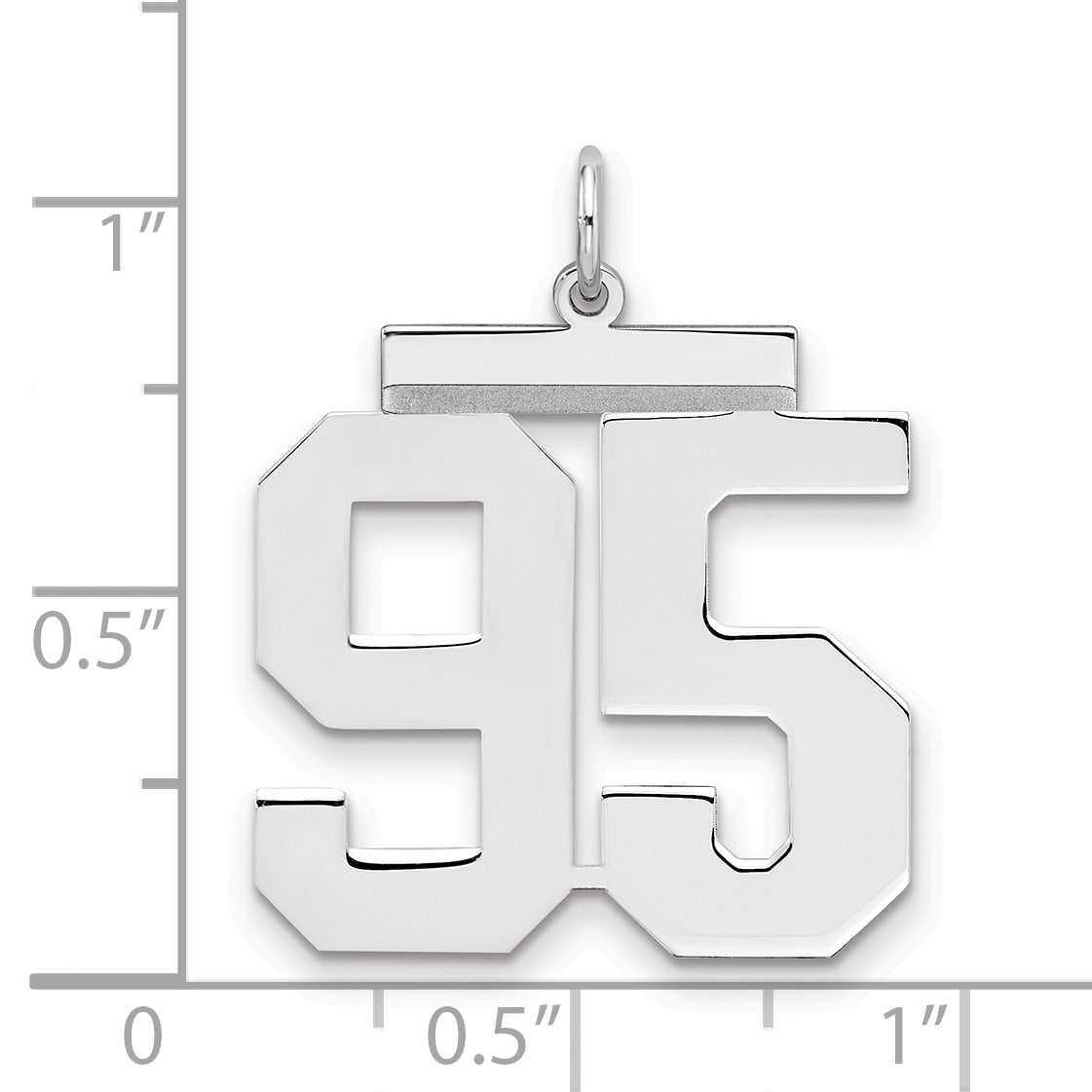 Sterling Silver/Rhodium-plated Polished Number 95 Charm