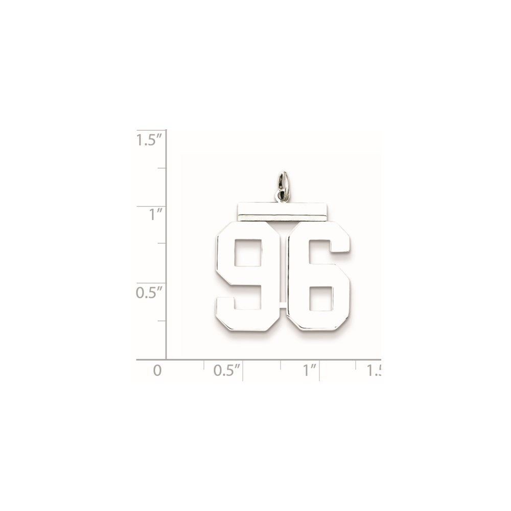 Sterling Silver/Rhodium-plated Polished Number 96 Charm